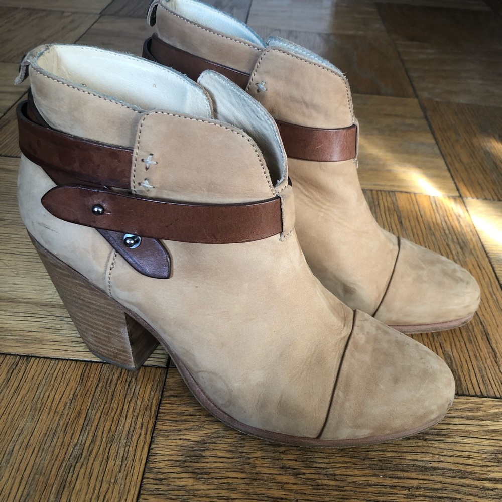 Rag & Bone Camel Suede Harrow Booties, Size 39.5 - image 4